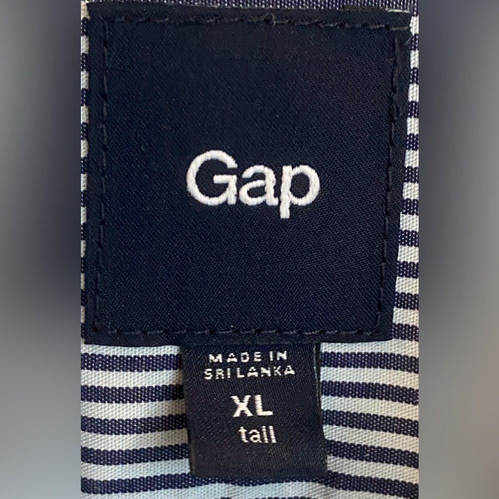 Gap Navy and White Striped Button Down Dress Shirt Men's Sz XL Tall - Picture 4 of 16